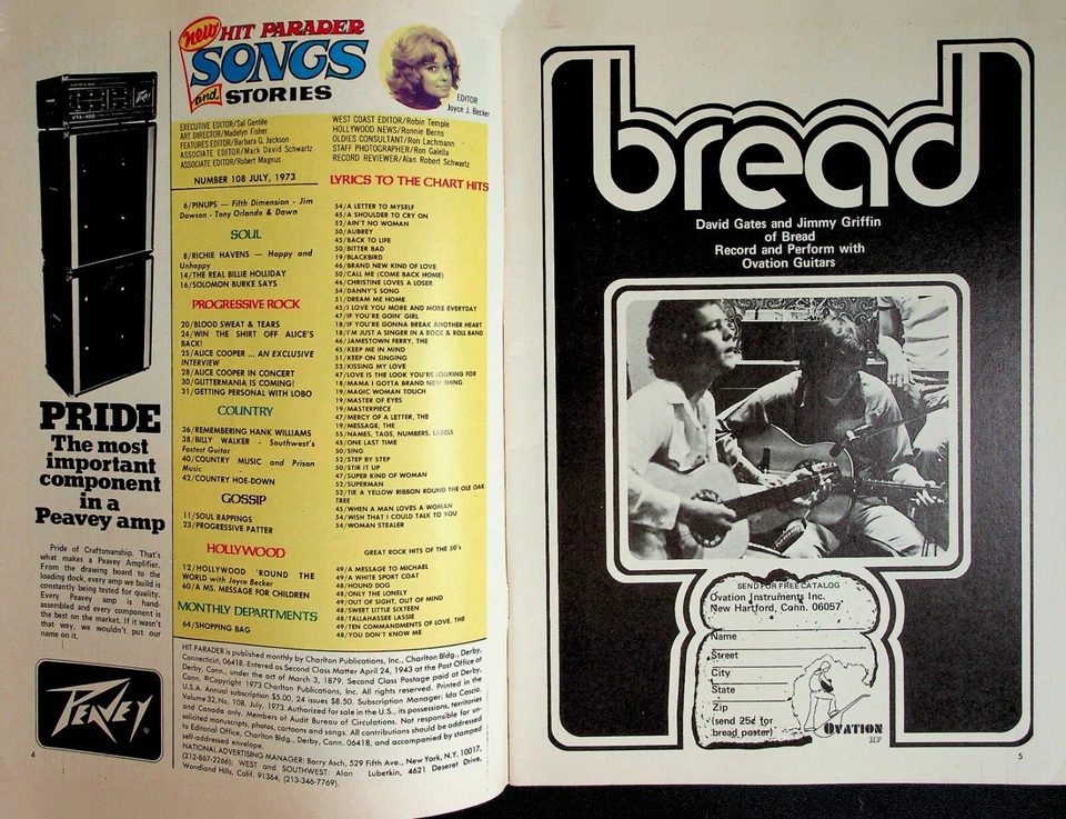 Hit Parader Songs & Stories July 1973 Alice Cooper Lobo Hank Williams - Image 2 of 4