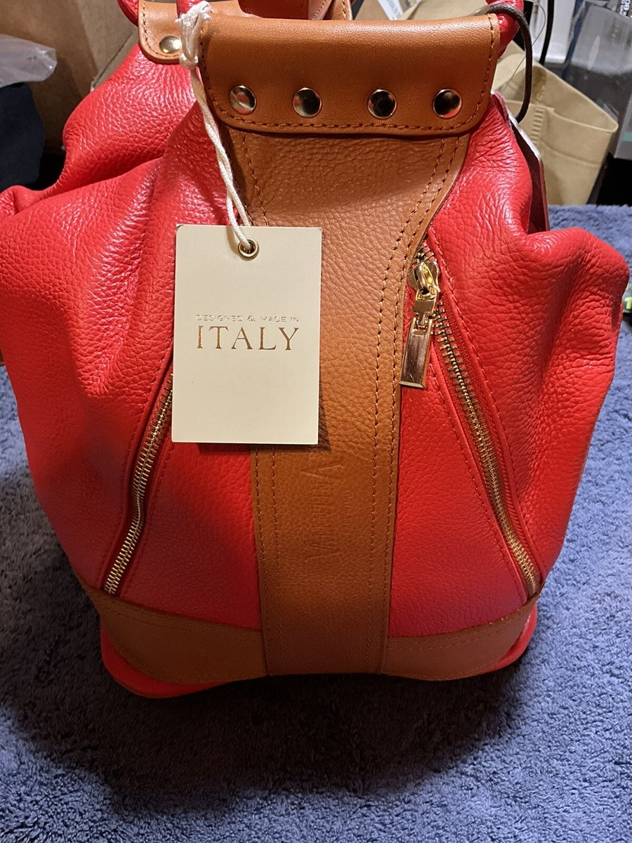 VALENTINA BNWT LEATHER CONVERTIBLE BACKPACK ? RED/BROWN  display picture 2