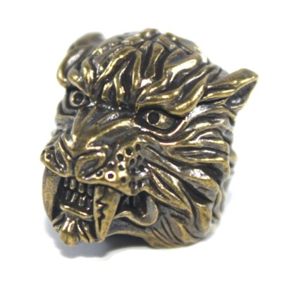 2pcs Brass Tiger Head Knife Bead Paracord Lanyard Beads For Knife Bracelet Bead