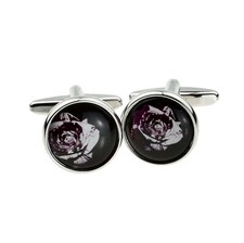Black Rose Design Cufflinks Presented in Gift Box