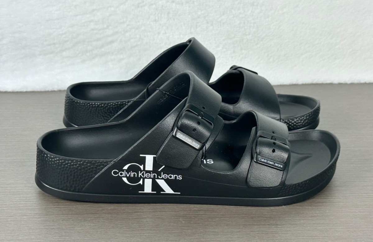 Calvin Klein Jeans Men Zion Wide Strap Footbed Slide Sandals Size US 11M Black Calvin Klein Sandals for Men for sale - eBay main image 3