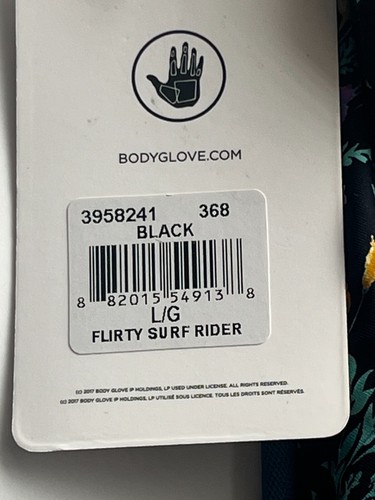 Body Glove Women's Flirty Surf Rider Bikini Bottom Swimsuit Black Floral L New - Picture 4 of 7