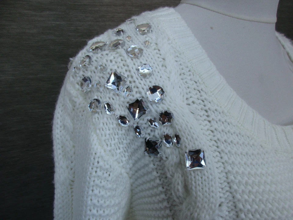 Strickpullover mit Strass in wollweiß  Gr XL  /Pulli/Pullover - Bild 2 von 2