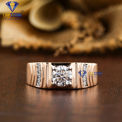 1.004 TCW Round Brilliant Cut Labgrown Diamond Ring 18K Rose Gold Labstone