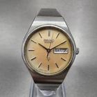 VTG Seiko SQ Watch Women Two Tone Silver Dial Daydate 24mm Round 7903-0029 Runs