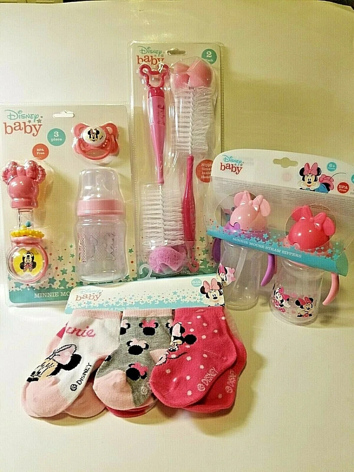 Disney Baby Minnie Mouse Shake'n Sonajero, Chupete y Biberón de 5 OZ, Paja... Foto 2 de 2