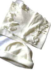 Warm and Cozy  Fleece Hat and Scarf set  Creamy White  100 Polyester