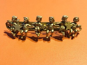 Authentic Kirks Folly Gold Plated Angel Cherub Star Hair Barrette Clip