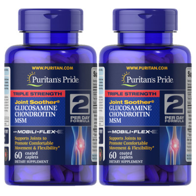 Puritan's 3X Stärke 1500mg Glucosamin Chondroitin & MSM 2X60 Kapseln USA Gelenke