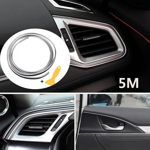 5M Silver Trim Doo Edge Gap Line Car Interior Decoration Styling Molding Strip - 第 1/9 張圖片
