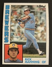 1984 Topps Rick Manning Baseball Card #128 Brewers OF VG O/C