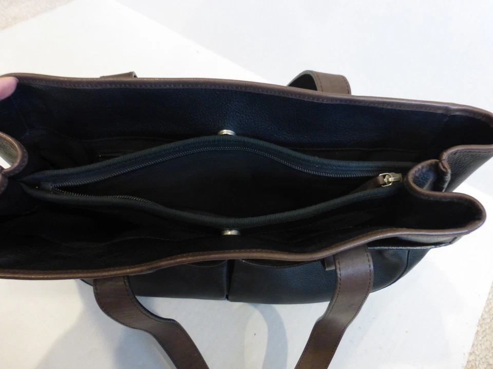 Francesco Biasia галечный черный кожаный через плечо устроитель покупки большая сумка с короткими ручками - Изображение 4 из 4