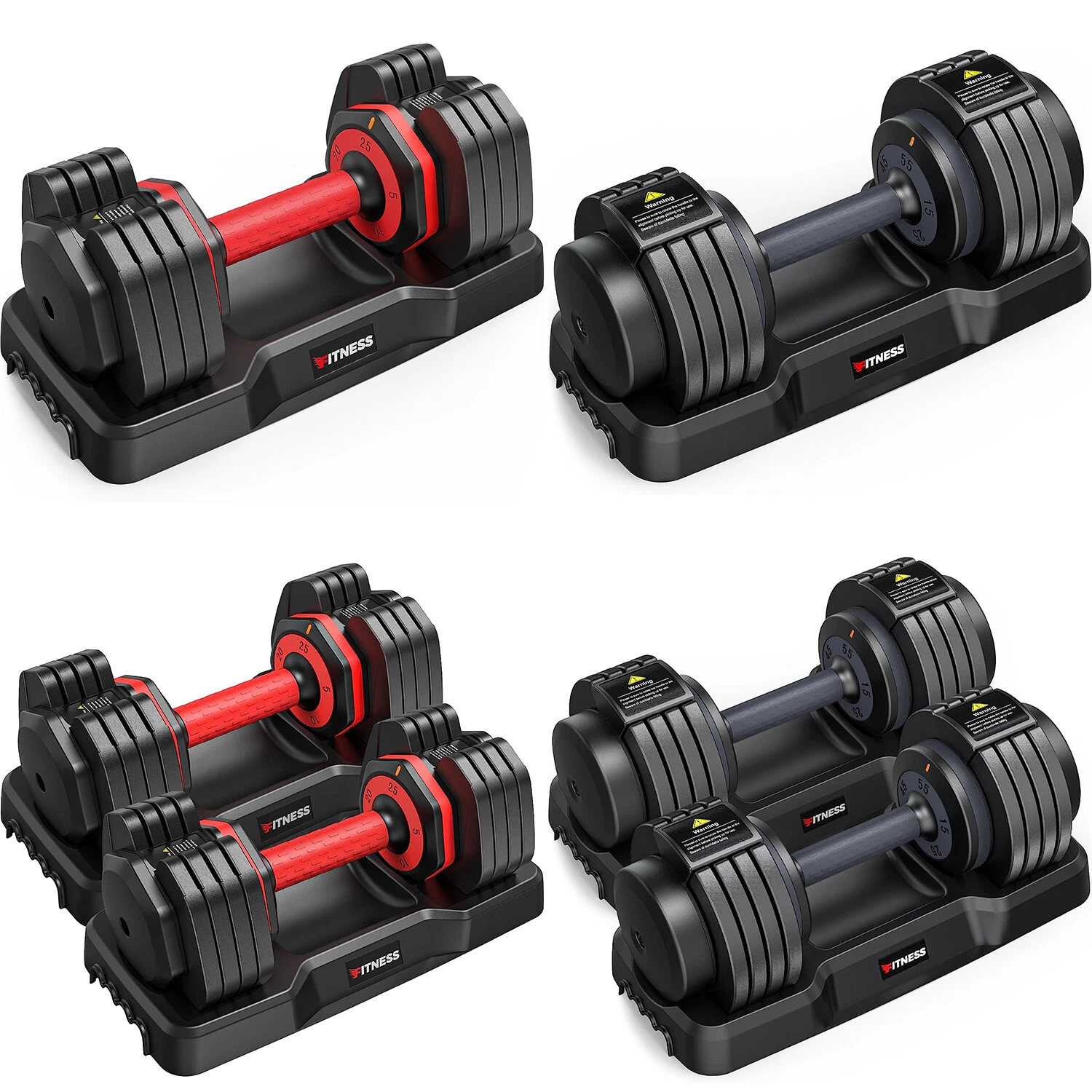 Adjustable Dumbbells 25/55lbs Home Gym Exercise Fitness Full Body Workout Black
Opens in a new windo