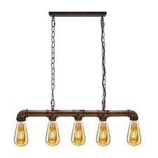 5 Way Industrial Pipe Pendant Light Chandelier Ceiling Fixture Adjustable 95cm
