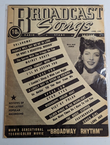 1944 Vintage Lot of 2 Music Magazines Song Parade & Broadcast Songs Hit Songs - Picture 3 of 23