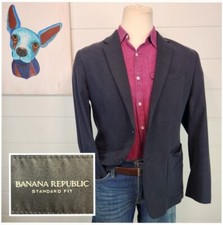 Banana Republic Mens Two Button Blazer Standard Fit Navy Blue Cotton Size 40R