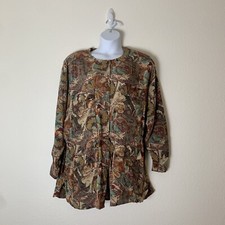 Vintage LES PAPILLONS COLLECTION Womens Blouse Top 2X 100 Silk Long Sleeve