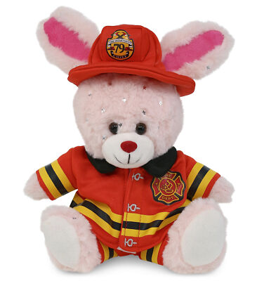 PLUSH FIREMAN - SPARKLING PLUSH - ROSE GOLD BUNNY