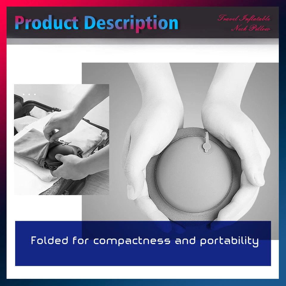 Portable Travel Inflatable Neck Pillow Cushion Head Rest Flight Support U Shaped - image 4 of 4