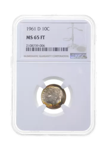 MS65 FT 1961-D Roosevelt Dime - Graded NGC Toned *4345