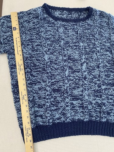 Vintage 90s Handmade Cable Knit Blue Sweater Women’s Oversized Fit XL - Picture 4 of 6