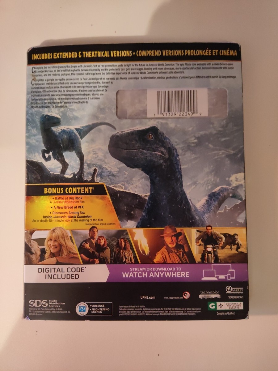Jurassic World Dominion - Extended Edition Blu-ray + DVD - New | eBay