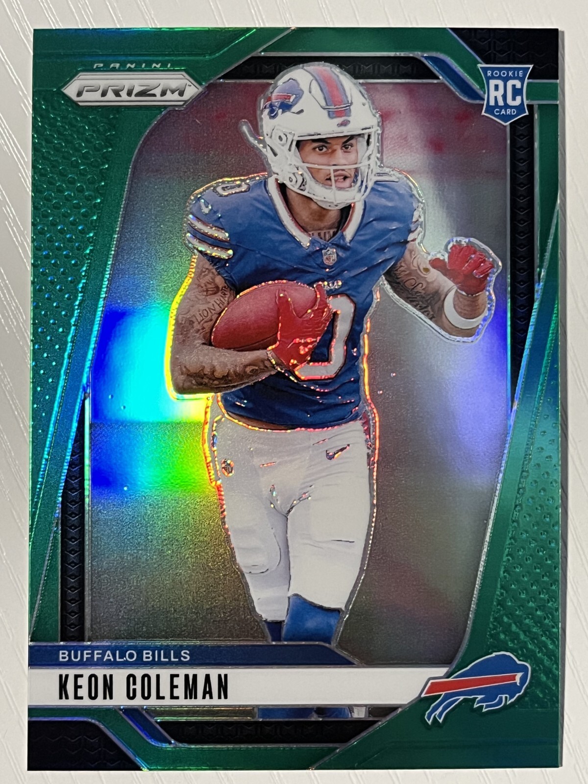 Keon Coleman 2024 Panini Prizm Green Prizm RC #362 Buffalo Bills