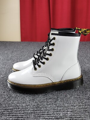 Doc Dr. Martens White Leather AirWair Zavala Combat Boots, US M 6 USL-7 B s-l400.jpg main image 3