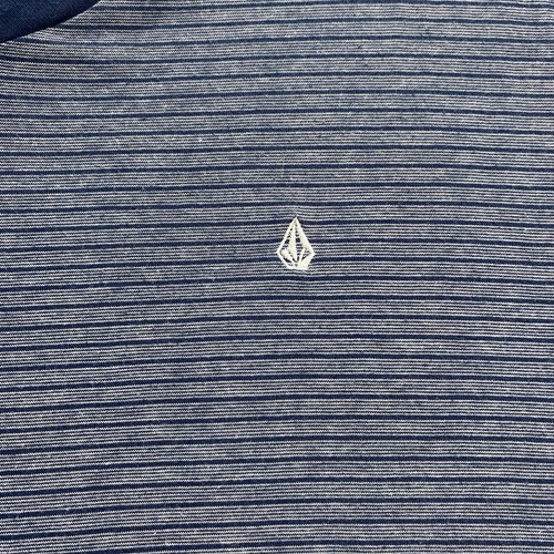 Volcom Striped Modern Fit V Neck T Shirt Short Sleeve Casual Tee Mens XL Blue - Picture 7 of 7