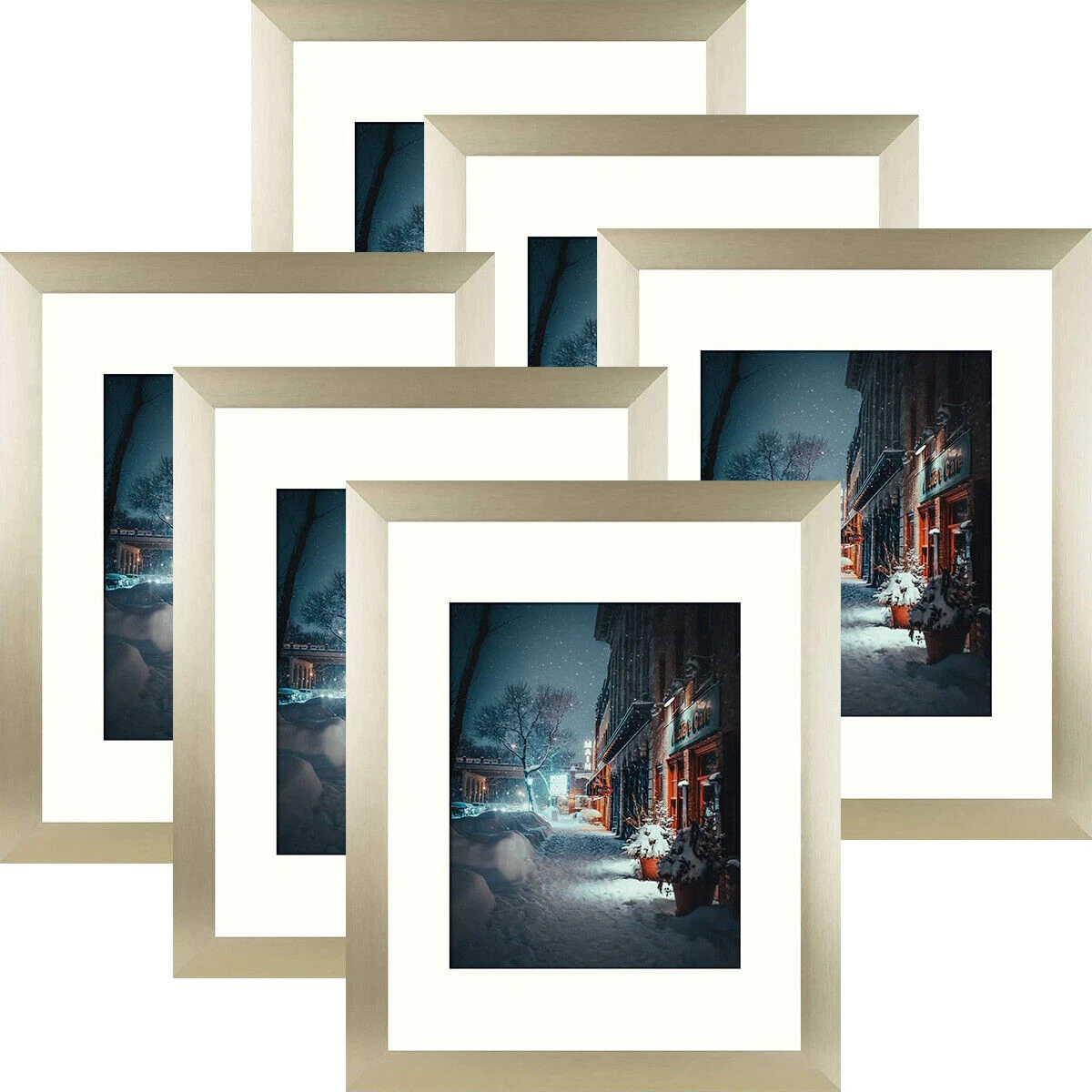 2 to 6 Pack 11x14 Aluminum Picture Frame with Mat for 8x10 Photo