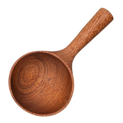 Natural Wooden Water Ladle Short Handle Bath Salt Scoop Rice Flour Spoon