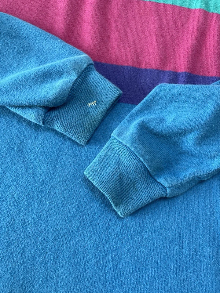 Vintage L.L. Bean регби рубашка-поло синий в полоску длинным рукавом средний сделано в США - Изображение 3 из 4