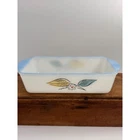 Fire King 409 Biscayne Milk Glass Casserole Dish 1 QT Vintage Blue Trim Baking