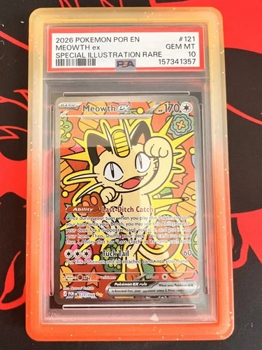 Meowth ex 121/088 Me03: Perfect Order Holo PSA 10