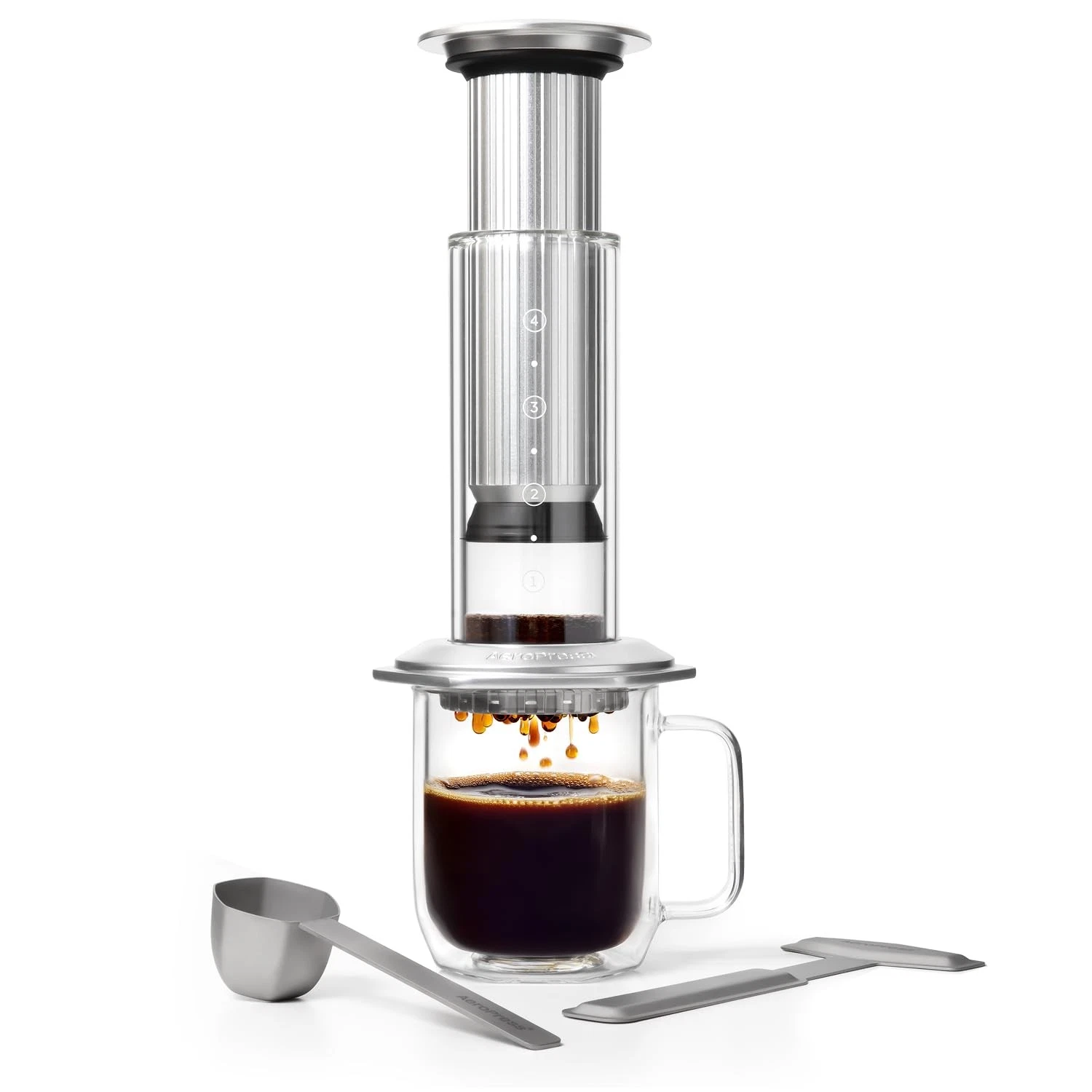 Premium Coffee Press, Glass, Stainless Steel & Aluminum Coffee Maker, All-in-...