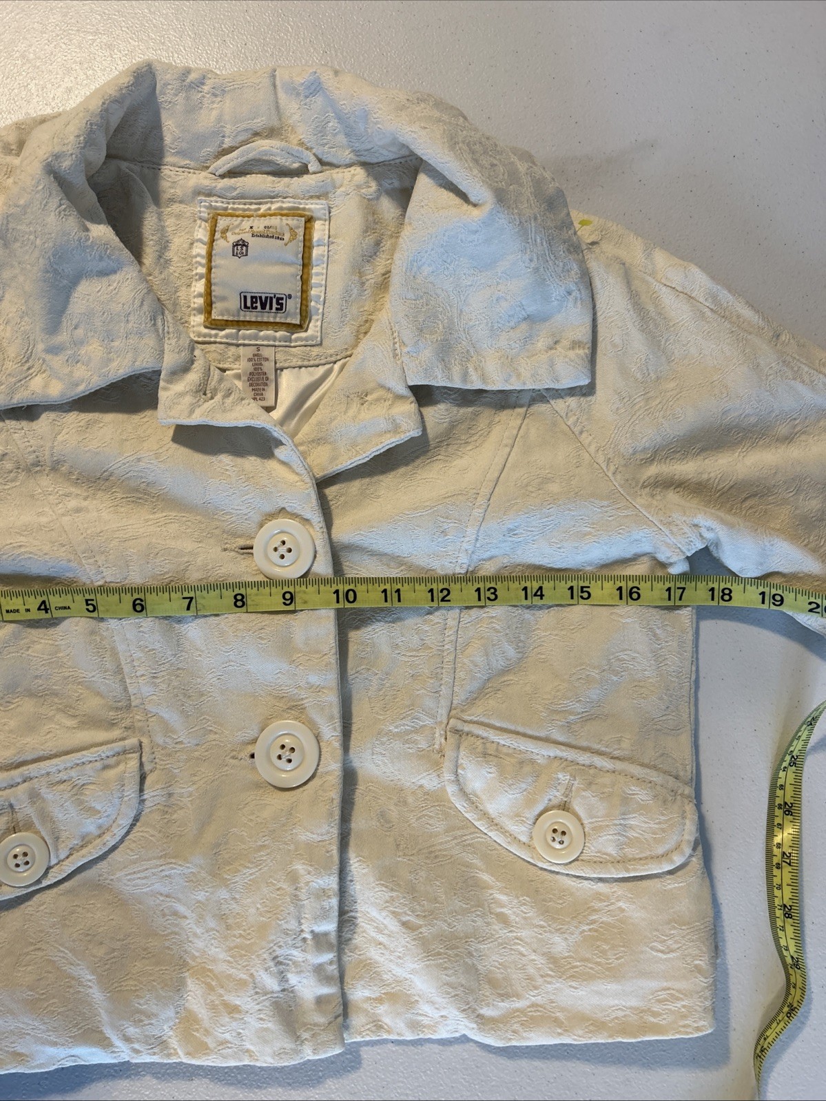 Preppy Chic Elegant Denim Paisley Vintage Levi’s Crop Jacket S Western Old Money