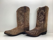 GIRLS SMOKY MOUNTAIN COWBOY SNIP TOE BROWN BOOTS SIZE 3.5 R