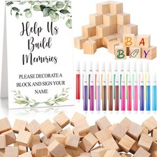 125 Pcs Baby Shower Decorate a Block Game Set Includes Help Us Build Memories...