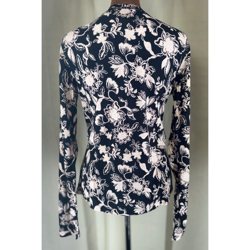Sanctuary schwarz Blumen Kerbausschnitt T-Shirt XS creme Langarm weich Stretch neu mit Etikett - Bild 4 von 10