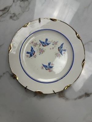 Antique Unmarked Homer Laughlin Style Bluebird China 9'' Plate Blue bird