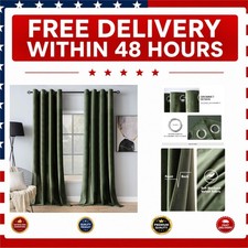 Green Velvet Blackout Curtains - 52x84 Inches, Pair