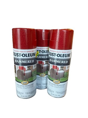 3 NEW Rust-Oleum Hammered Bright Red Spray Paint Rustoleum Discontinued & RARE