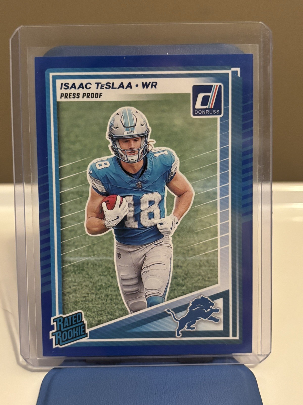 2025 Panini Donruss - Rated Rookie Isaac Teslaa #338 Press Proof Blue (RC)