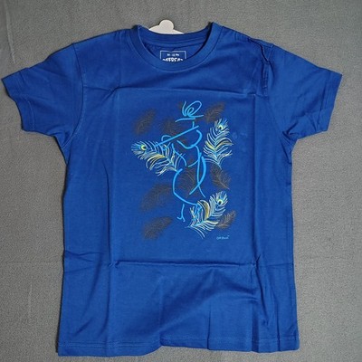 Offbeat T-Shirt Size 10-11 Yrs, Blue with a Peacock on Front. New Open Package