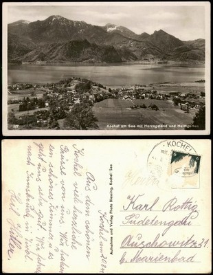 Postcard Kochel am See panoramic view view to the Duke's Stand 1941