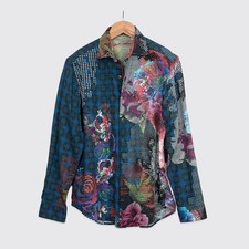 Robert Graham Shirt Size XL Multicolor Check Embroidered Cotton Limited Edition