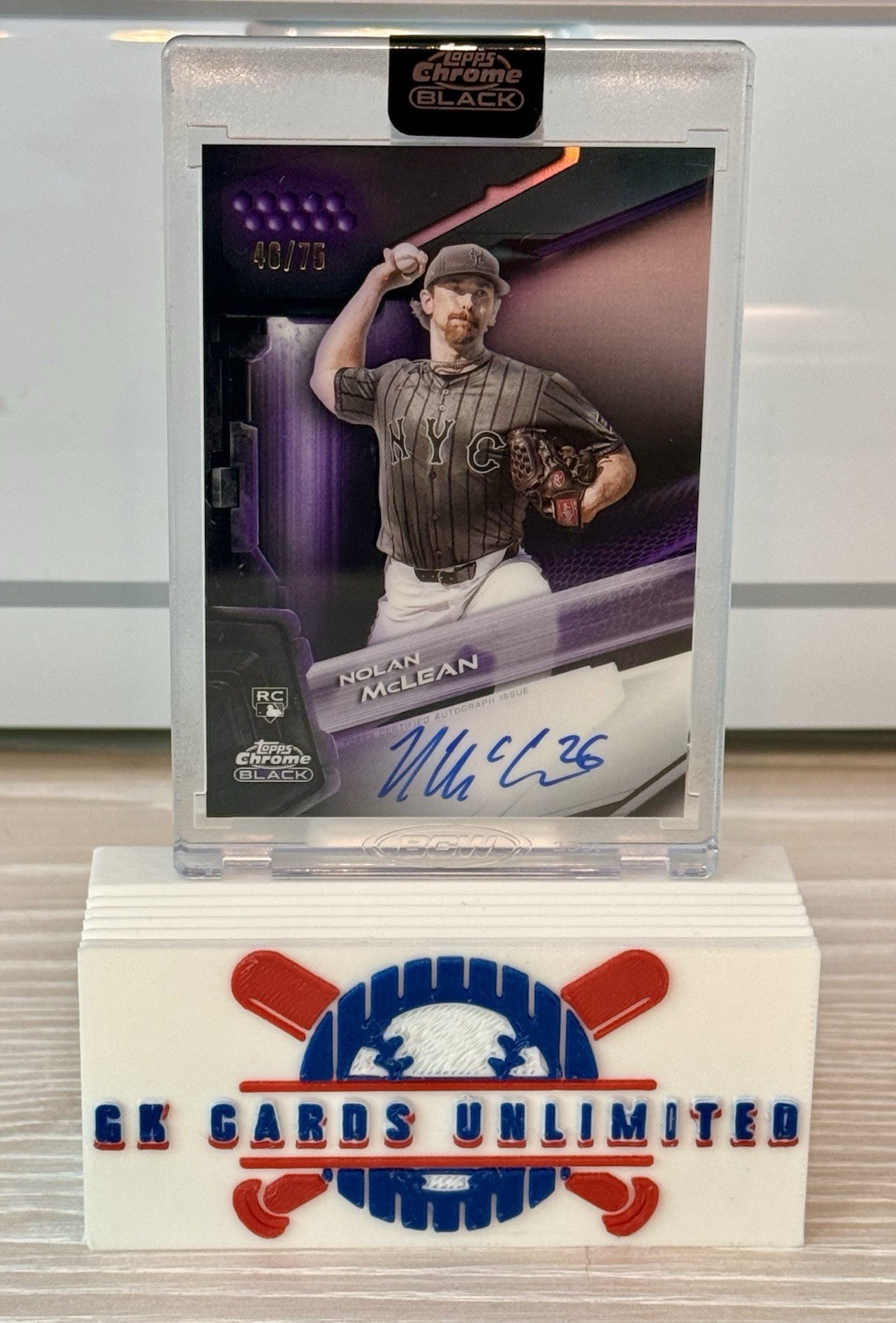 🔥🔥2026 Topps Chrome Black NOLAN McLEAN #/75 Purple On-Card RC Auto Mets🔥🔥