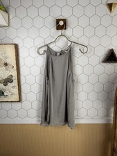Show Me Your MuMu Lightweight Silver Gray Satin Halter Tunic Top - Size - Medium