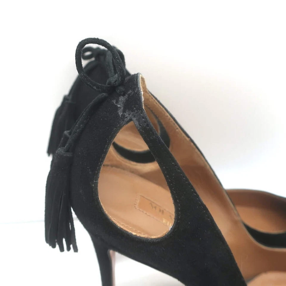 Zapatos de salón Aquazzura Forever Marilyn con borla recortada negra gamuza talla 39 Foto 3 de 4