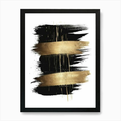 Gold Brush Strokes 7 Art Print Framed Wall Art Poster Canvas Print Picture